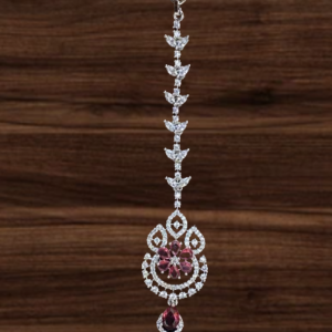 Red stone AD diamond Maang-Tikka