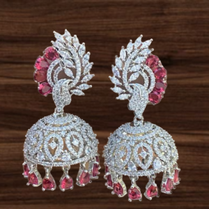 Red AD Diamond Jhumkas