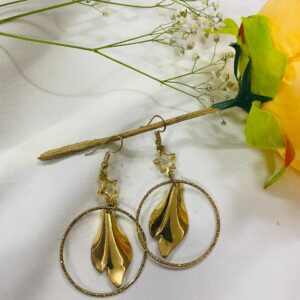 Designer long golden earring