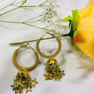 stars hanging golden jhumkas