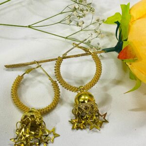 stars hanging golden jhumkas