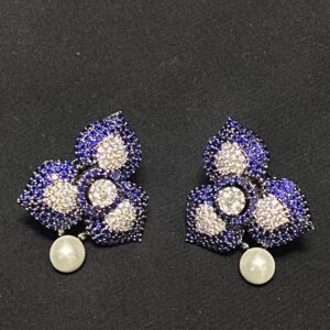 Flower shaped AD diamond earrings ( Nano setting )