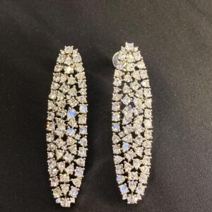 Solitaire oval shaped AD diamond earrings