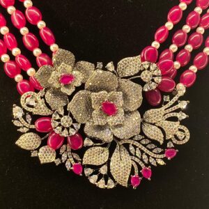 Flower shaped AD diamond Piroi Necklace set