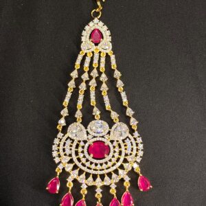 Long Red AD Diamond Passa ( Maang Tikka )