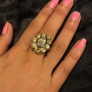 Kundan Almond shape Ring