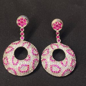 Circle Dropping AD diamond earrings ( Nano setting )