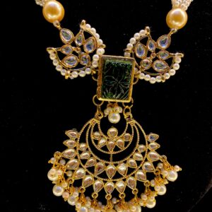 Long Piroi Kundan Necklace set with long earrings