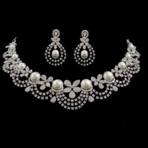 Designer Pearl AD Diamond Choker Necklace set