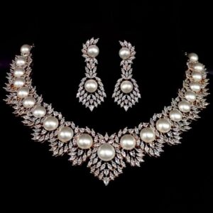 Fire Design Pearl AD Diamond Necklace set