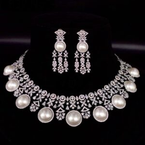 Full Designer AD Diamond Choker Necklace set