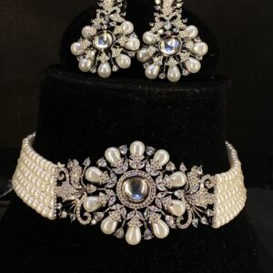 Pearl AD Diamond Circle Choker Set