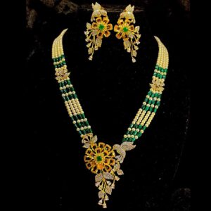 Long Piroi with Yellow Stone Necklace Set