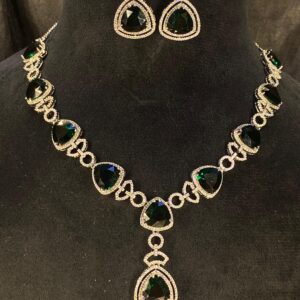 Single Line Colour Stone AD Diamond Necklace Set