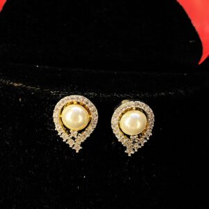 Small Diamond Pearl Earrings