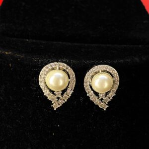 Small Diamond Pearl Earrings