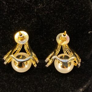 Pearl Drop Triangle AD Diamond Earrings