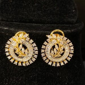 Round Leaf AD Diamond Earrings