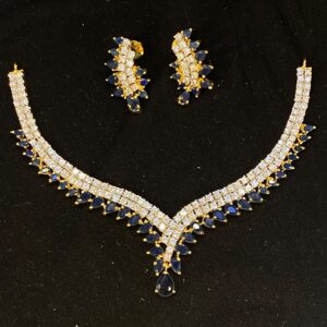 Blue Sapphire AD Diamon Necklace set